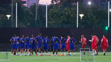 Sebagai catatan, pertandingan Timnas Indonesia melawan Saint Kitts and Nevis merupakan debut pelatih John Herdman menangani Skuad Garuda. Tampak dalam foto, para pemain Saint Kitts and Nevis saat menggelar sesi latihan perdana untuk FIFA Series 2026 di Lapangan A Stadion Utama Gelora Bung Karno (SUGBK), Jakarta, Selasa (24/3/2026). (Bola.com/M Iqbal Ichsan)