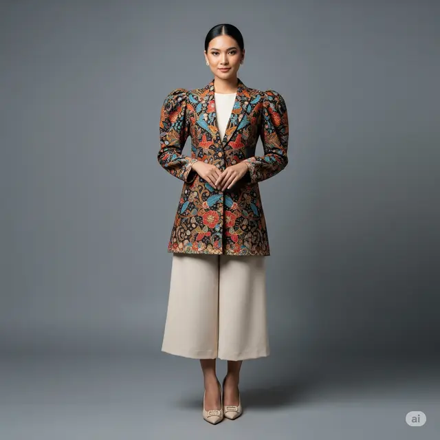 9 Mix and Match Batik Lengan Besar dan Celana Kulot yang Elegan dan Stylish