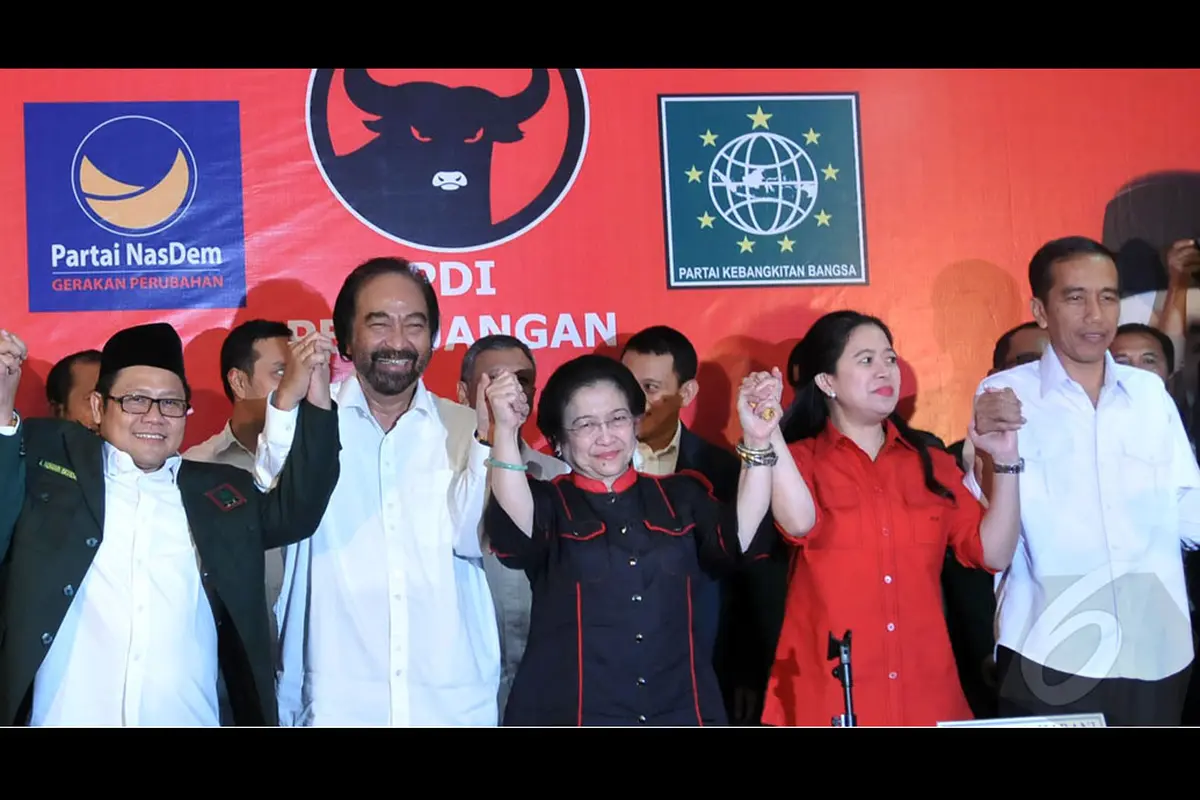'Senyuman' Cak Imin dan Surya Paloh di Markas PDIP