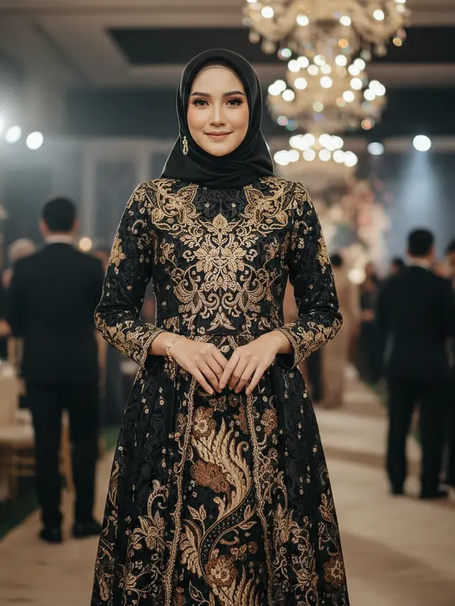 Gamis Batik Brokat Warna Netral Favorit 2026 (Foto: Gemini AI)