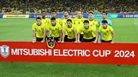 Skuad Malaysia berfoto jelang laga melawan Singapura di Stadion Bukit Jalil pada matchday 4 Piala AFF 2024, Jumat (20/12/2024). (Dok. FA Malaysia)