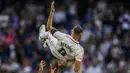<p>Real Madrid's Karim Benzema is thrown in the air by teammates after their Spanish La Liga soccer match against Athletic Bilbao at the Santiago Bernabeu stadium in Madrid, Sunday, June 4, 2023. (AP Photo/Bernat Armangue)</p>