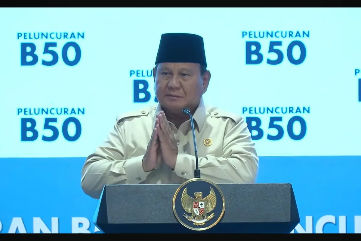 Presiden Prabowo Subianto saat peluncuran B50 di Karawang, kamis (9/7/2026). (Foto: Liputan6.com/Tira Santia)