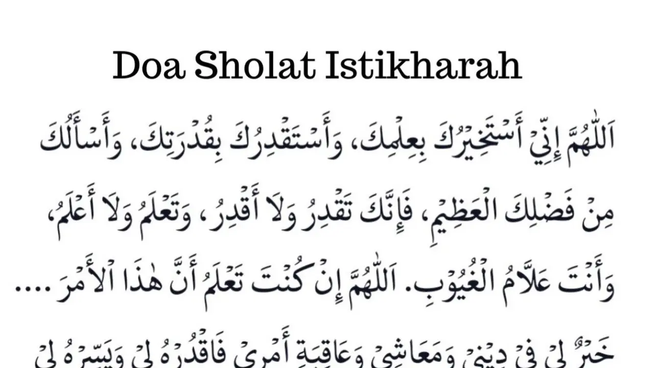 Doa Sholat Istikharah