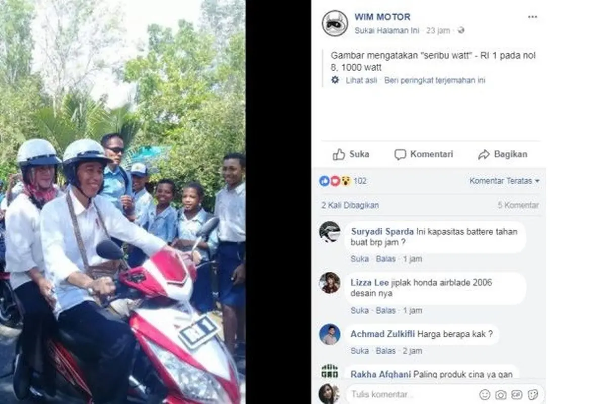 Jokowi naik motor listrik