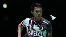 Kegagalan Jonatan meraih kemenangan di final Japan Open ini menjadi kali kedua setelah 2019. (AP Photo/Hiro Komae)
