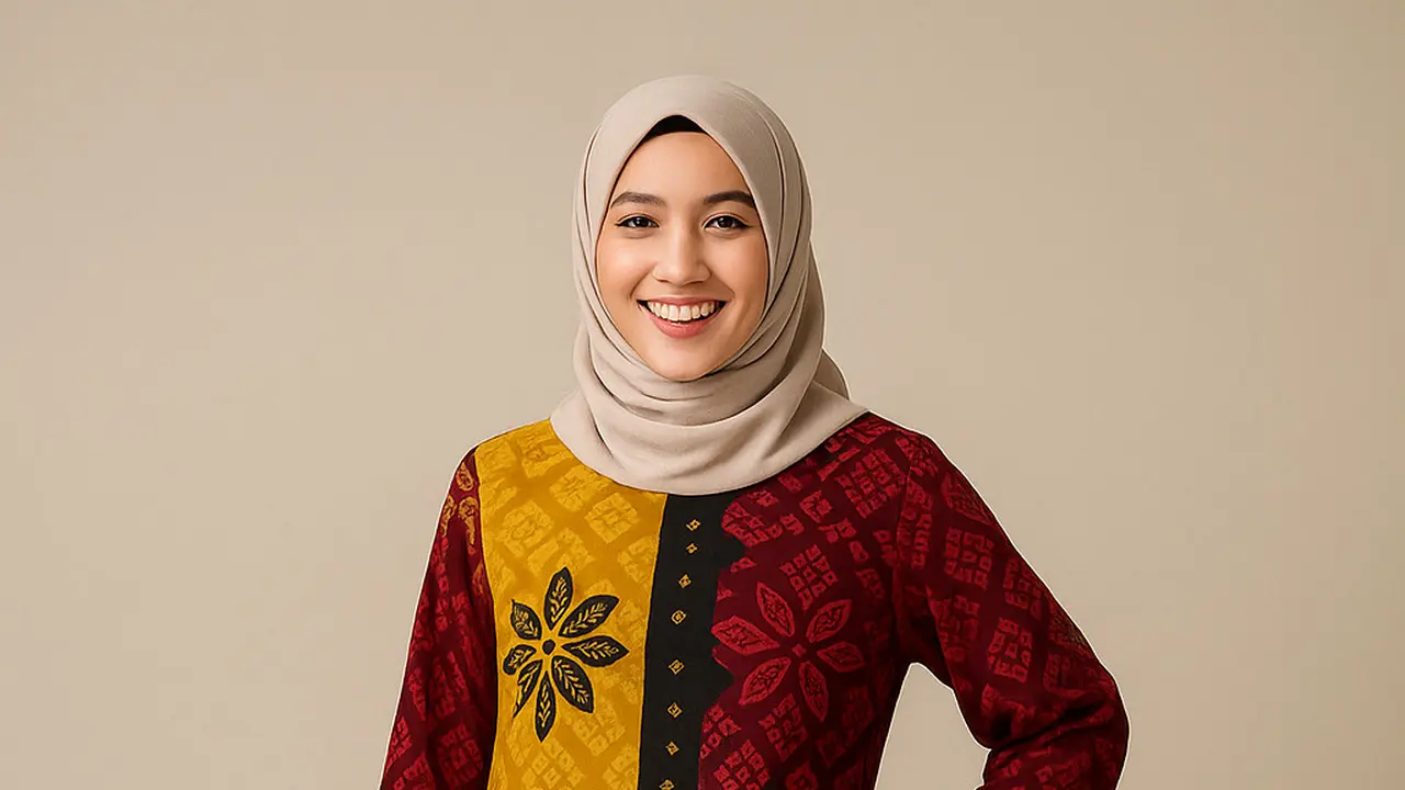 Gamis Batik Kombinasi Warna Bold Kontras/Ilustrasi ChatGPT