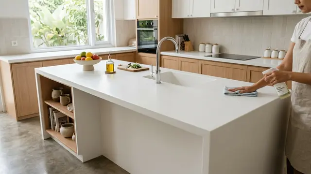Meja Dapur Solid Surface dengan Bentuk Seamless (AI Generated)