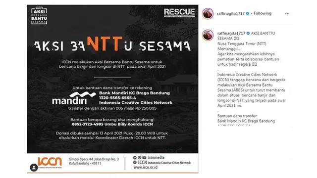 6 Seleb Ini Buka Donasi Korban Banjir NTT, Ada yang Dapat Rp 1 Miliar Semalam