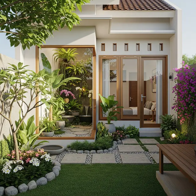 Model Rumah Sederhana View Taman Hijau