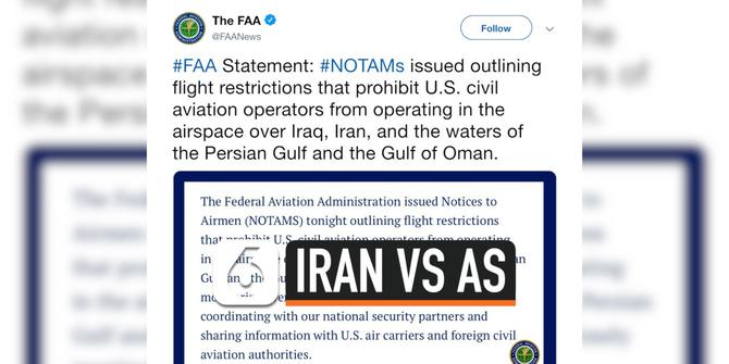 VIDEO: Amerika Larang Pesawat Melintas di Langit Iran dan Irak