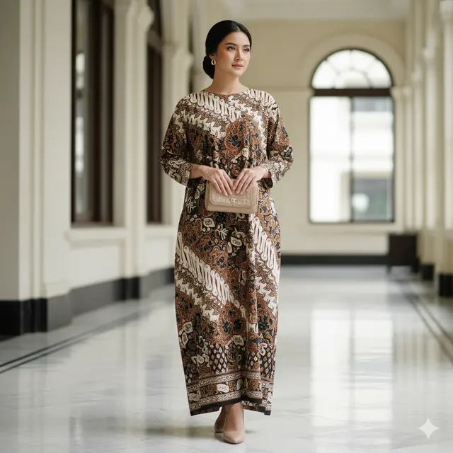 Inspirasi Gamis Batik Motif Parang untuk Seragam Organisasi Wanita Resmi