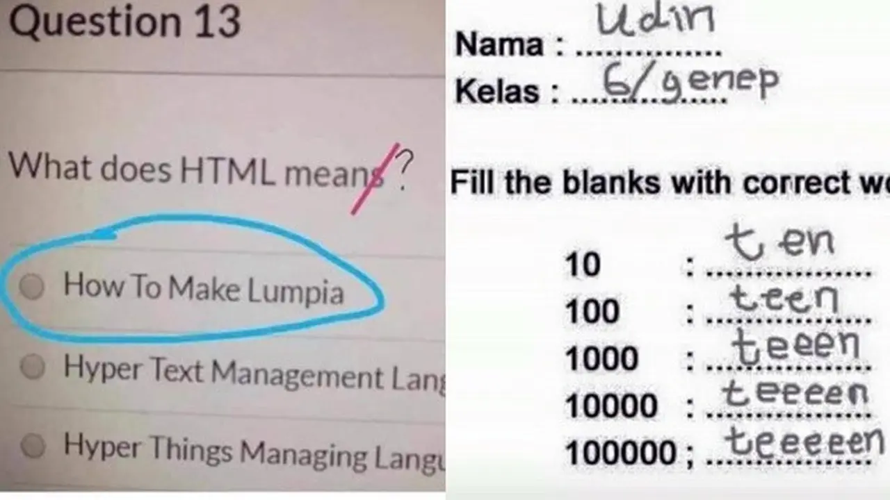 6 Jawaban Lucu di Soal Bahasa Inggris Ini Bikin Tepuk Jidat