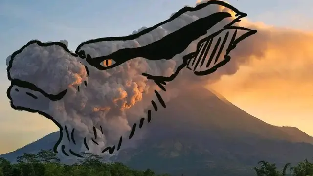 Lukisan Kartun Awan Panas Merapi