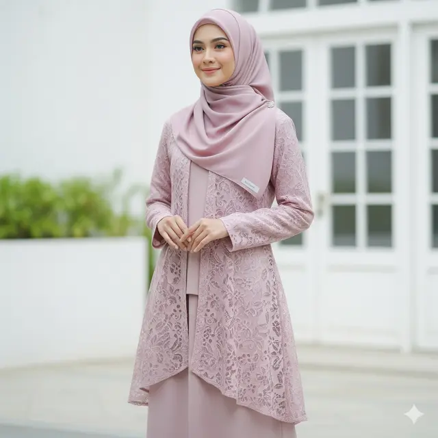 Gamis Layer + Pashmina Satin dengan Inner Ninja