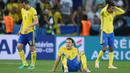 Ekspresi pemain Swedia setelah kalah dari Belgia pada laga terakhir Grup E Piala Eropa 2016 di Allianz Riviera, Nice, Kamis (23/6/2016) dini hari WIB. (AFP/Bulent Kilic)