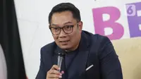 Ridwan Kamil saat menghadiri acara Climate Talk, Bisnis Karbon, Solusi Atau Perangkap Bagi Indonesia di gedung KLY Jakarta, Rabu 26 Februari 2025. (Liputan6.com/Helmi Fithriansyah)