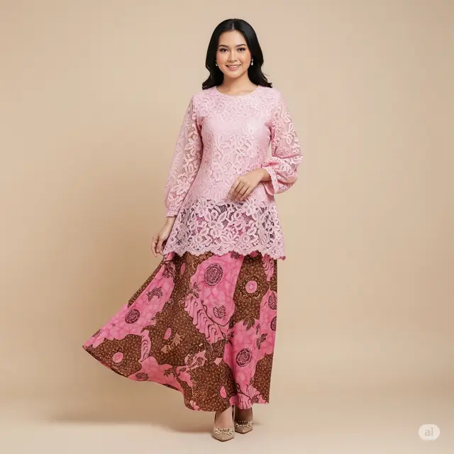 Model Batik Brokat Lengan Balon yang Memukau dan Elegan