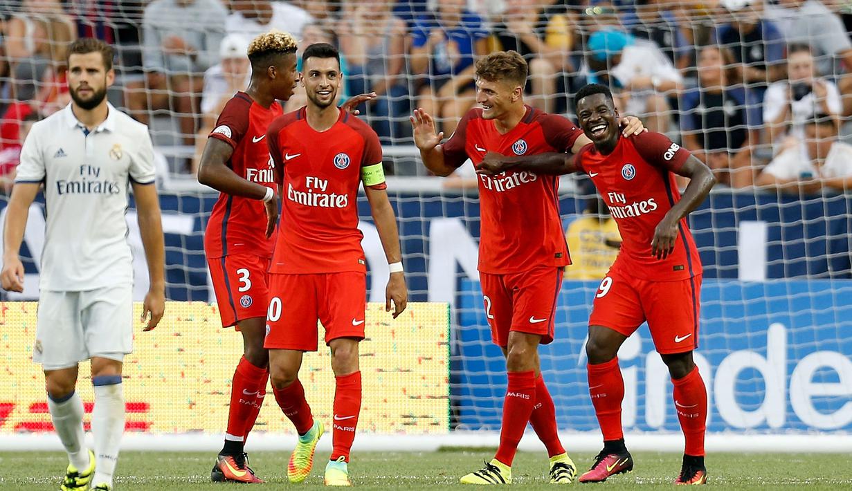 Paris Saint-Germain (PSG) menaklukkan Real Madrid dengan skor 3-1 pada laga International Champions Cup (ICC) 2016, di Stadion Ohio, Columbus, Ohio, AS, Kamis (28/7/2016) pagi WIB. (Getty Images/AFP/Kirk Irwin)