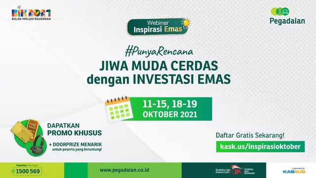 Investasi Emas dengan Cerdas, Yuk Ikutan Webinar Inspirasi Emas Pegadaian di Oktober 2021