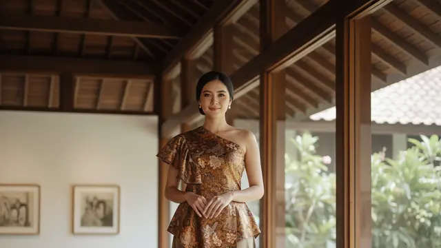 Atasan Batik Silk Asimetris/Miring Satu Sisi