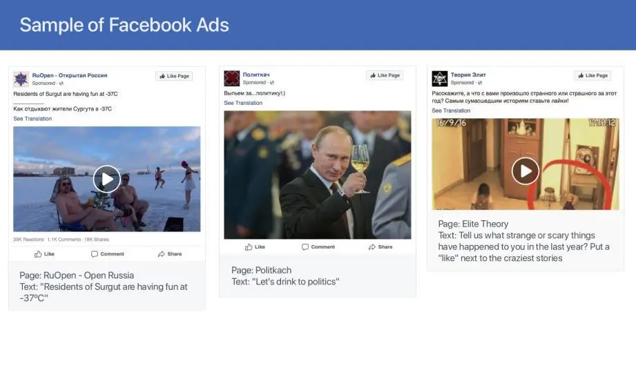 Contoh iklan propaganda Rusia di Facebook. (Foto: Facebook)