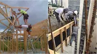 Potret kuli proyek saling bekerja sama di ketinggian. (sumber: Reddit/itsjustchad, Facebook/ConstrucVdo IV via Bored Panda)