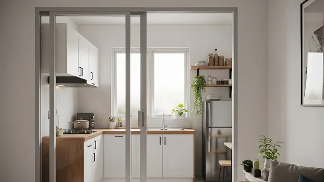 Dapur Open Space dengan Sliding Door
