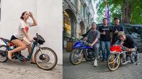 Gaya Raquel Katie Larkin dan Raffi Ahmad naik motor drag (Instagram/raquelklarkin/darius_sinathrya)