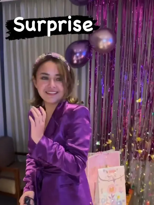 Amanda Manopo dapat surprise yang serba ungu