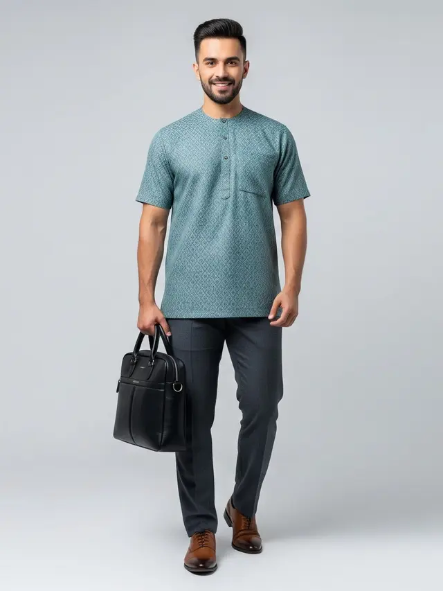 Inspirasi Padu Padan Pria: Kurta Pendek dan Celana Bahan