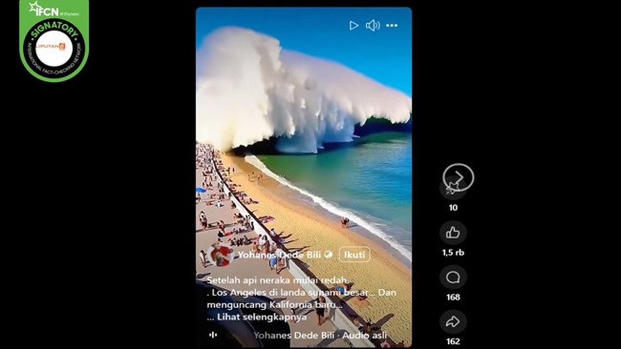 Gambar tangkapan layar video yang diklaim wilayah Los Angeles, Amerika Serikat dilanda tsunami. (sumber: Facebook)