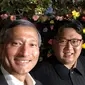 Kim Jong-un berswafoto bersama Menteri Luar Negeri Singapura, Vivian Balakrishnan dan Menteri Pendidikan Ong Ye Kung (Facebook/Vivian Balakrishnan)