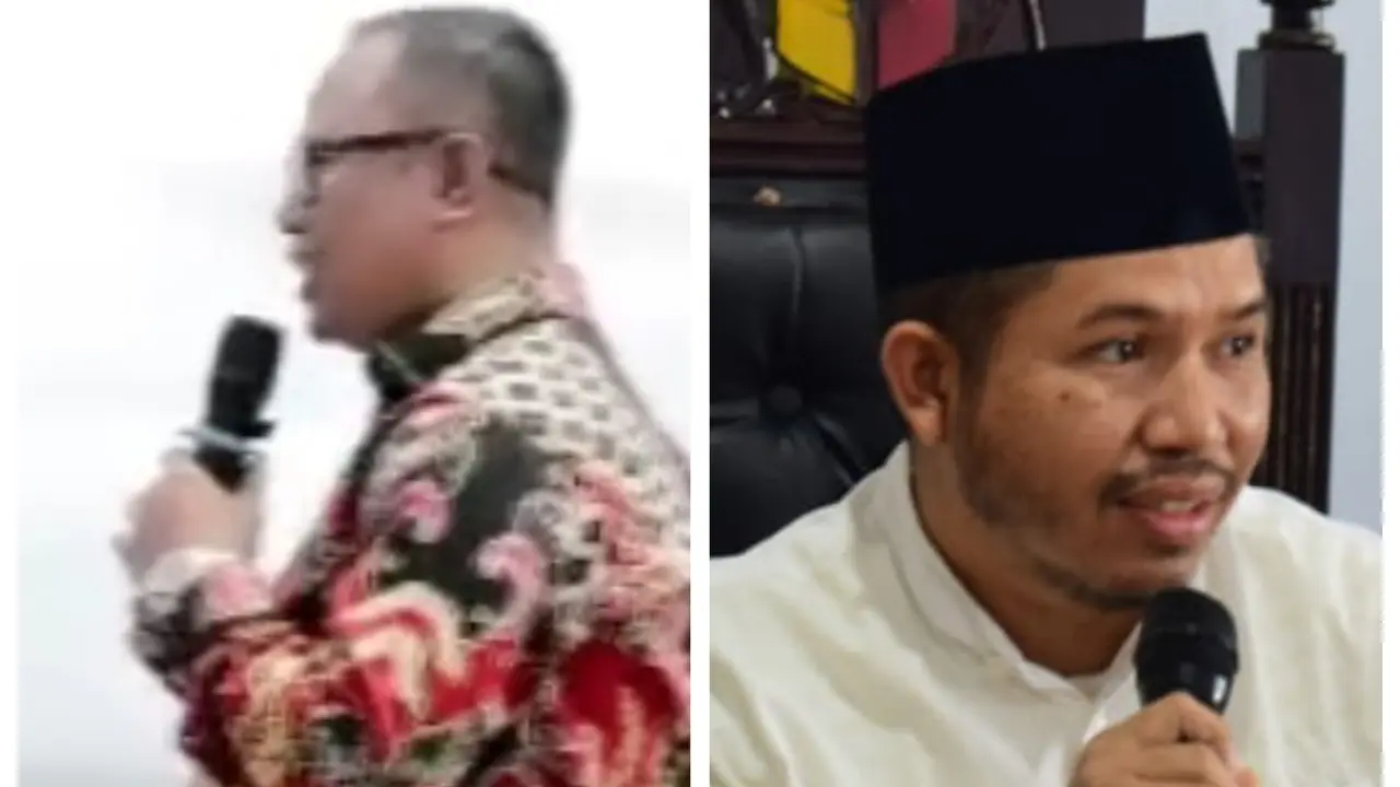 Bupati Muna Barat (kiri) dan Koordinator Divisi Hukum dan Pencegahan Bawaslu Sultra Bahari.