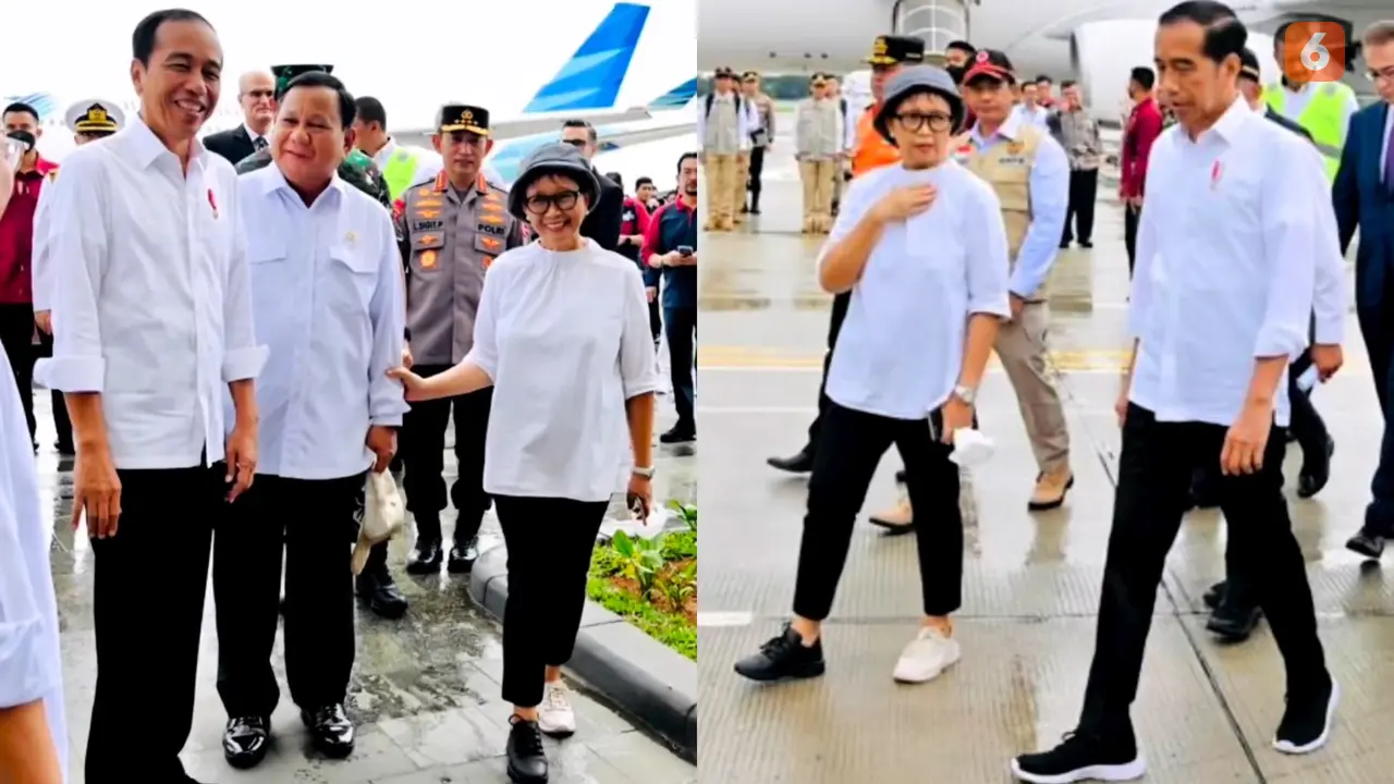 Potret Menteri Luar Negeri RI Retno Marsudi saat menggunakan sepatu beda warna antara kanan dan kiri. (Sumber; Instagram @retno_marsudi)