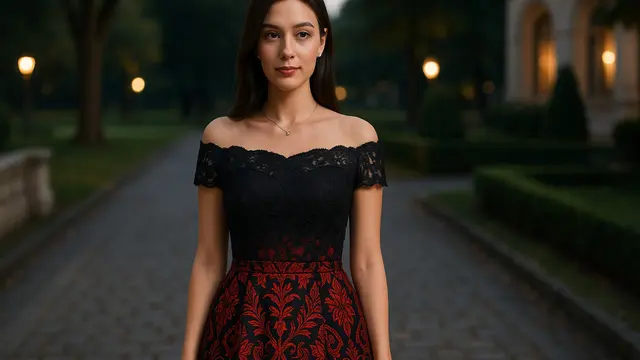 7 Model Dress Batik Brokat Warna Merah dan Hitam, Elegan Cocok untuk Acara Malam