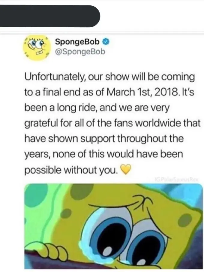 Berita tamatnya SpongeBob Squarepants (Twitter)