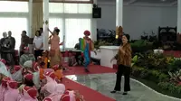 Iriana Jokowi menghadiri acara Gembira Bersama Ibu Negara di Istana Kepresidenan Yogyakarta (Liputan6.com/ Septian Deny)