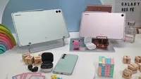 Samsung Galaxy Tab S9 FE Series bersama Galaxy S23 FE dan Galaxy Buds FE (Liputan6.com/Giovani Dio Prasasti)