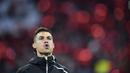 Striker Juventus, Cristiano Ronaldo, saat melawan Ajax Amsterdam pada laga Liga Champions di Stadion Johan Cruyff, Rabu (10/4). Kedua tim bermain imbang 1-1. (AP/Martin Meissner)