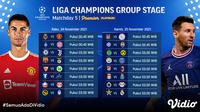 Jadwal dan Live Streaming Liga Champions 2021/2022 Matchday 5 di Vidio. (Sumber : dok. vidio.com)