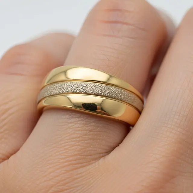 Cincin Emas 10 Gram Kombinasi Matte & Glossy Mewah