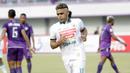 Striker PSS Sleman, Cristian Gonzales, saat melawan Persita Tangerang pada laga Liga 2 di Stadion Benteng Taruna, Tangerang, Jumat (26/10/2018). Kedua tim bermain imbang 1-1. (Bola.com/M Iqbal Ichsan)