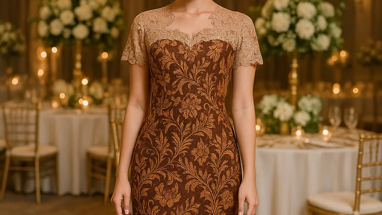 Rekomendasi Dress Batik Brokat Lengan Pendek yang Anggun