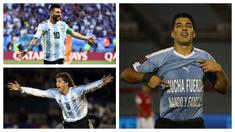 Tercatat ada lima pemain di posisi teratas dalam daftar top skor babak kualifikasi Piala Dunia zona Amerika Selatan atau CONMEBOL sepanjang masa. Dua pemain di posisi teratas hingga kini masih aktif bermain, Luis Suarez dan Lionel Messi. Yang lain? (Kolase Foto AFP)