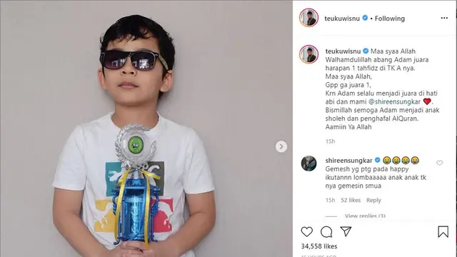 Putra Teuku Wisnu - Shireen Sungkar (Foto: Instagram/@teukuwisnu)