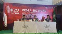 Juru bicara Forum Agama G20 atau Religion of Twenty (R20) Najib Azca meyakini, R20 akan berpengaruh besar dalam masa depan agama dalam membangun perdamaian dunia. (Radityo Priyasmoro/Liputan6.com).
