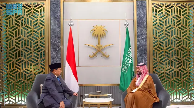 Prabowo Subianto bertemu dengan Putra Mahkota dan Perdana Menteri Arab Saudi Muhammad bin Salman (MBS) bin Abdulaziz Al Saud di Jeddah, Arab Saudi, Rabu 12 Juni 2024. (Foto: dokumentasi Gerindra)