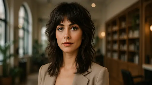 Model Rambut Shag Modern dengan Curtain Bangs