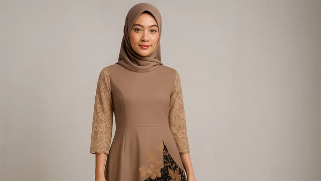 7 Model Dress Batik Kombinasi Polos dan Brokat, Bikin Penampilan Makin Modern dan Berkelas